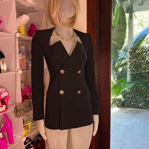 Versace Double Breast Structured Blazer with low cut - Black IT 38